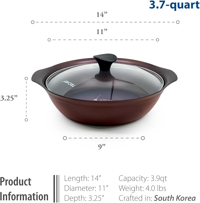 TECHEF - Art Pan Collection, Soup Pot With Glass Lid, Made in Korea (3.7-quart)