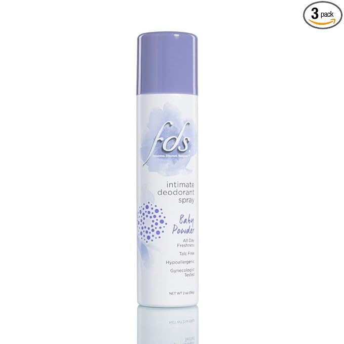 FDS Intimate + Whole Body Dry Deodorant Spray, Baby Powder, 2 OZ - 3 Pack