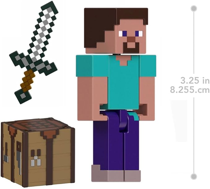 Mattel Minecraft Action Figure & Accessories 2-Pack with Steve in 3.25-inch Scale, Collectible Toy Set