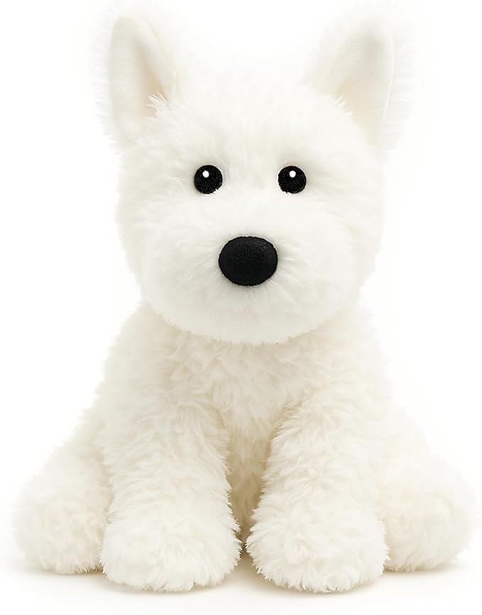 West Highland White Terrier Dog White Westie Puppy Stuffed Animals Plush Toys for Kids Girls Boys Baby Birthday Bedtime Gift, 12 inches