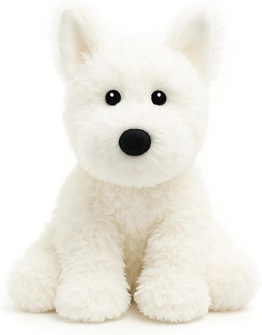 West Highland White Terrier Dog White Westie Puppy Stuffed Animals Plush Toys for Kids Girls Boys Baby Birthday Bedtime Gift, 12 inches