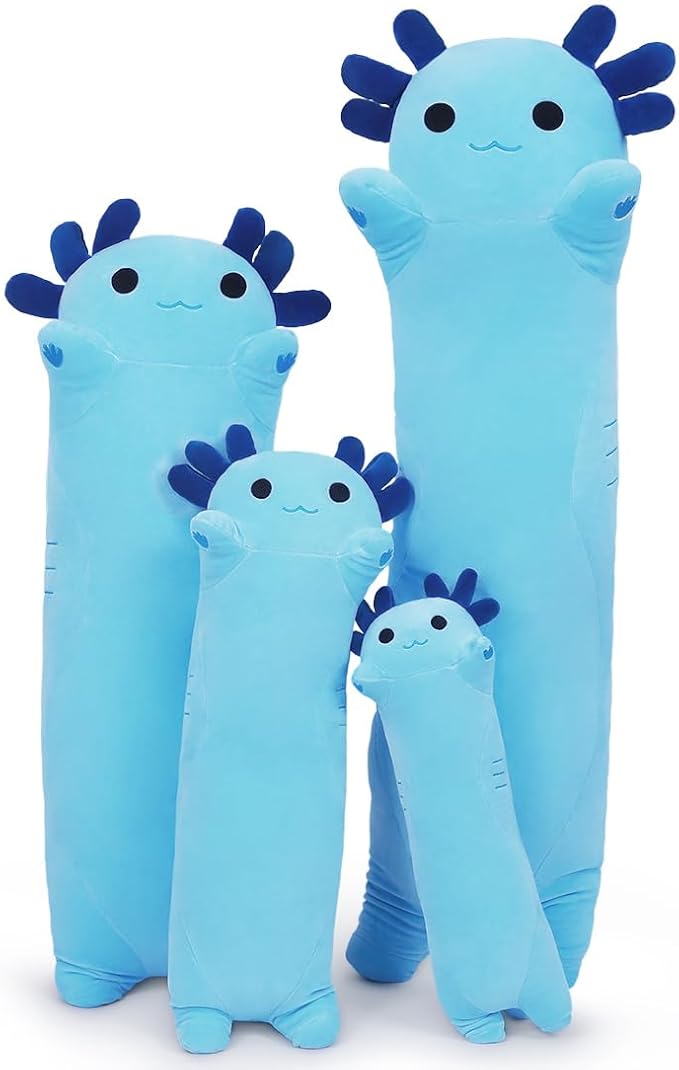 Axolotl Plush, 27.6” Long Axolotl Body Pillow for Kids, Cute Axolotl Stuffed Animals for Girls, Soft Plushies Toy Gifts for Birthday Blue