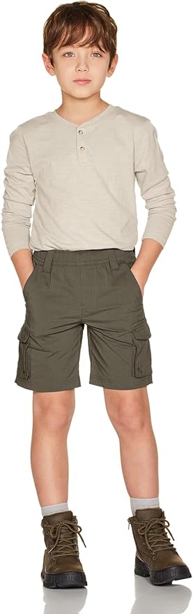 CQR Kids Youth Pull on Cargo Shorts, Outdoor Camping Hiking Shorts, Lightweight Elastic Waist Athletic Short with Pockets