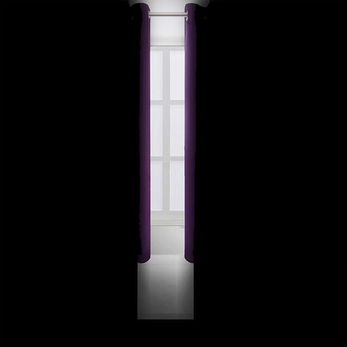 LEMOMO Blackout Curtains 66 x 54 Inch Long Purple Curtains Set of 2 Panels Room Darkening Curtains for Bedroom and Living Room