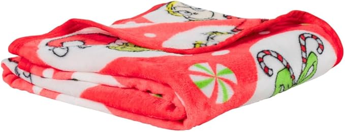 Franco Collectibles The Grinch By Dr. Seuss Holiday Christmas Super Soft Cozy Plush Throw, 40 in x 50 in, (Officially Licensed Product)