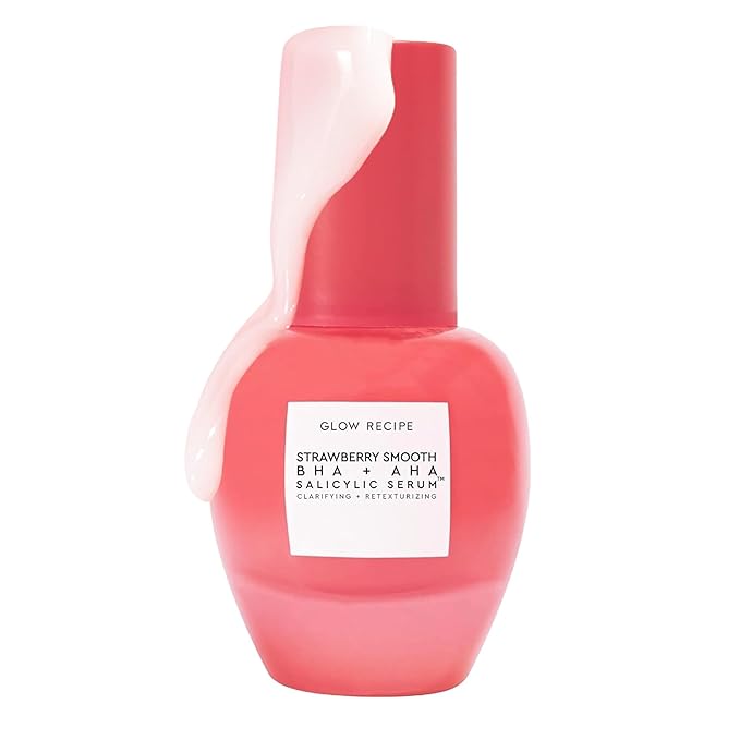 Glow Recipe Strawberry Smoothing Salicylic Acid Serum - Blemish Clarifying Skin Care, AHA BHA Exfoliant + Pore Minimizer + Plumping Hyaluronic Acid + Brightening Allantoin - Korean Face Serum, 30ml