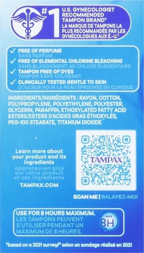 Tampax Pocket Pearl Tampons Regular Absorbency with LeakGuard Braid, Unscented, 16 Count (Pack of 2)