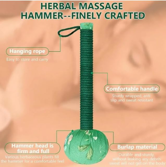 Lymphatic Drainage Massager，Mugwort Massage Hammer Herbal Wormwood Massage Tool Meridian Tapping Stick，Manual Full Body Back Shoulder Neck Relief, Muscle Stress Reduction Wormwood (Daisy, 31CM)