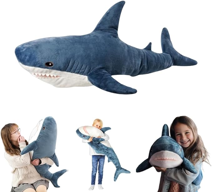 39.5-inch Plush Shark Toy Pillow, Giant Shark Stuffed Animal,Soft Shark Cushion Pillow Shark Plush Pillows,Chubby Stuffed Shark Toy - Children s Boys and Girls Room Decoration Bedtime Gift (Blue)