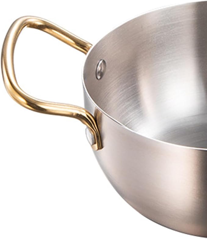 Korea Ramen Pot Stainless Steel Double Handle Noodle Cooking Pot for Induction Cooker (Silver)