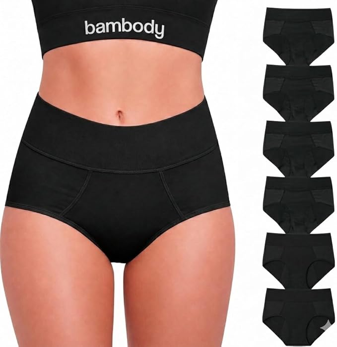 Bambody Absorbent Period Panties - Bamboo Rayon - Period Underwear for Women and Teens - All-Day Long - Overnight Protection