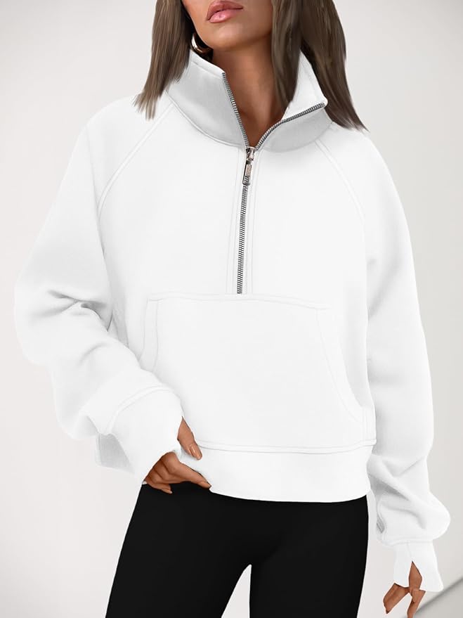 AUTOMET Womens Sweatshirts Half Zip Fleece Pullover Fall Outfits | Fall Fashion Clothes 2026,Cropped Sweatshirts,Cute Y2k Tops,Quarter Zipper Sweater,Winter Loungwear Outfits