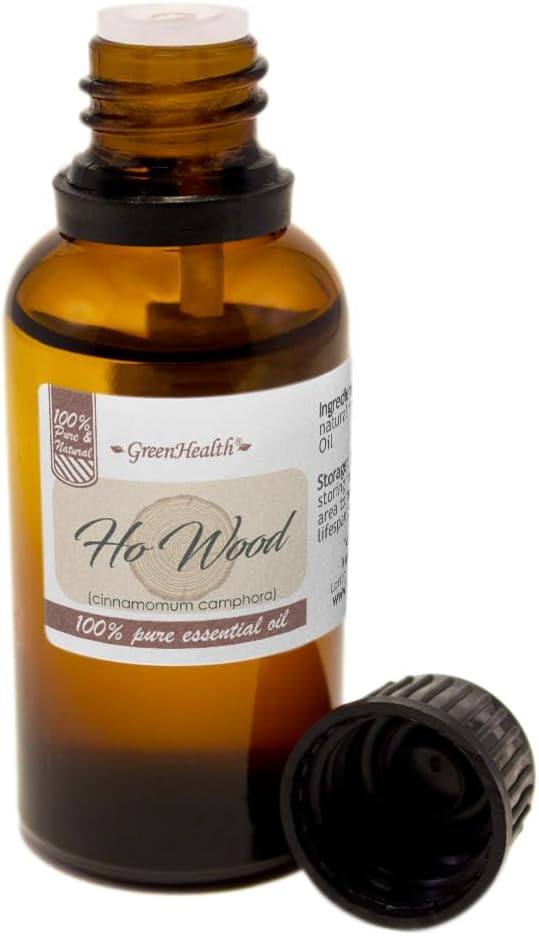 Ho Wood Essential Oil - 1 fl oz - 100% Pure & Natural - Amber Glass Bottle w/Euro Dropper - GreenHealth