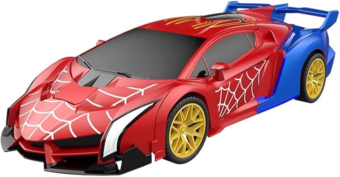 Blackma Remote Control Car - Transform, One-Button Deformation & 360°Rotating Drifting, Transform Robot RC Car with LED Light, Toy Gifts for 4 5 6 7 8 9 10 11 12 Years Old Boy (Red & Blue)