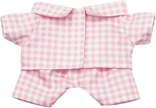 niannyyhouse 10cm 15cm 20cm Plush Doll Clothes Shirt Pants Multi-Color Plaid Pajama Set Doll Dressup (Pink, 10cm)