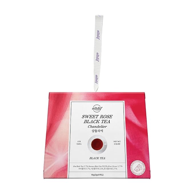 ALTDIF Sweet Rose Black Tea Chandelier Tea Bag Set – Bright & Fragrant Black Tea with Muscat, Rose, and Citrus Notes – Luxury Tea Set for Celebrations, Tea Aids, and Tea Cocktails - 8 Pyramid Teabags