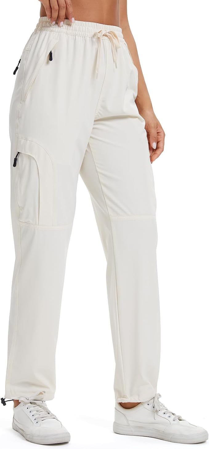 Womens Hiking Pants Quick Dry UPF 50 Lightweight Travel Golf Cargo Safari Pants Zipper Pockets