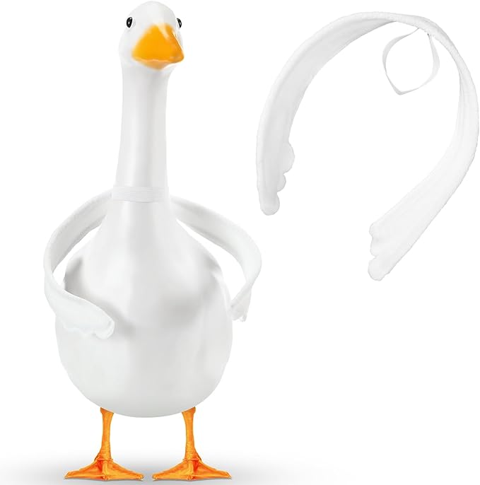 Abbylike Poseable Goose Wings for 23”- 28" Porch Lawn Goose Outfit Accessories Poseable White Wings for Outdoor Patio Yard Lawn Art Decoration(1 Pcs,Wavy Edge)