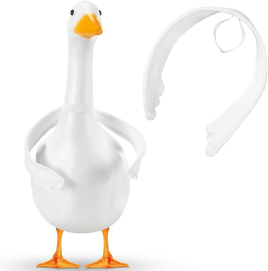 Abbylike Poseable Goose Wings for 23”- 28" Porch Lawn Goose Outfit Accessories Poseable White Wings for Outdoor Patio Yard Lawn Art Decoration(1 Pcs,Wavy Edge)