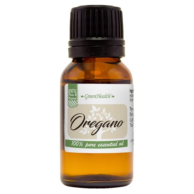 GreenHealth Oregano Essential Oil - 15 ml Amber Glass Bottle with Euro Dropper - 100% Pure Essential Oil