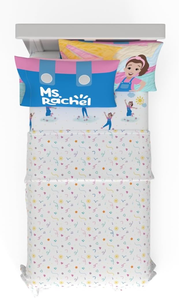 Ms. Rachel Educational Adventures Bedding Super Soft Cozy 3 Piece Microfiber Sheet Set, Twin, (Officially Licensed Product) By Franco Kids