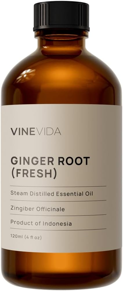 VINEVIDA Fresh Ginger Root Essential Oil 4 oz - Undiluted Ginger Root Oil 4 oz - Ginger Root Candle Oil Scent - DIY Candle Scents for Candlemaking