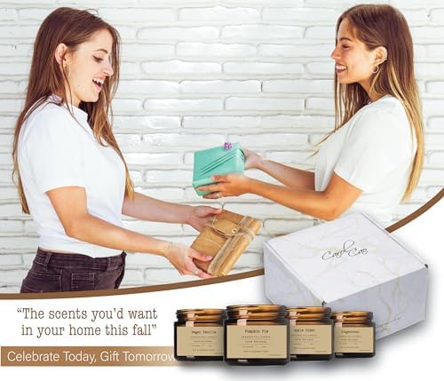 Candles for Home Scented 4 Pack 16 Oz Candles Gifts for Women Soy Wax Candle Scented Candles Long Lasting Aromatherapy Amber Candle Set for Women Birthday Christmas Halloween Candles