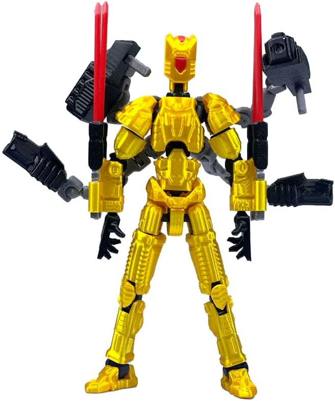 T13 Action Figure Set (Assembly Completed)，3D Printed Multi-Jointed, Desktop Decorations for Game Lovers Toys,5.5Inch (Gold)