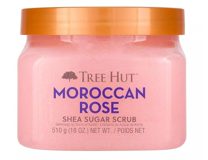 Tree Hut Moroccan Rose Shea Sugar Scrub, Mothers Day Gifts, Exfoliating & Hydrating Body Scrub with Shea Butter & Essential Oils, Smooth & Soften Skin, 18 oz