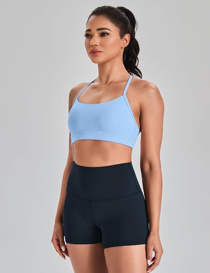 HeyNuts to Freest Womens Y Back Sports Bra, Spaghetti Strap Racerback Low Impact Workout Yoga Tops Padded A-C Cups *Updated
