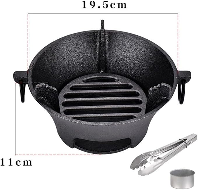 Cast Iron Charcoal Stove, Thick Base for Even Heat, Portable Korean BBQ Grill for Camping and Outdoor Picnics(19.5cm)