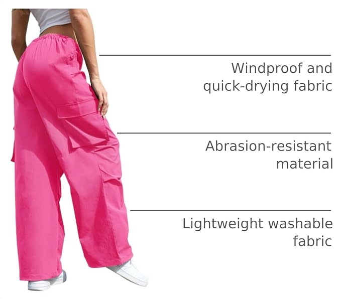 COPYLEAF Cargo Pants Women Low Waisted Parachute Pants with Pockets Loose Baggy Hiking Pants Y2K Clothes