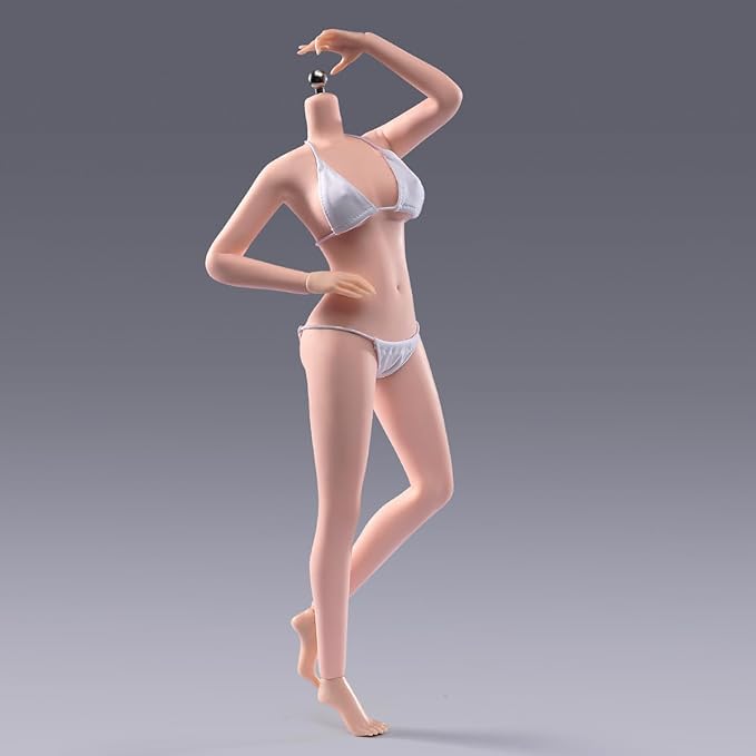 1/6 Scale Female Action Figure Body, 12 inches Seamless Flexible Action Figure Body Model with Detachable 5 Pairs Hand Gesture Shapes (Pale Skin)