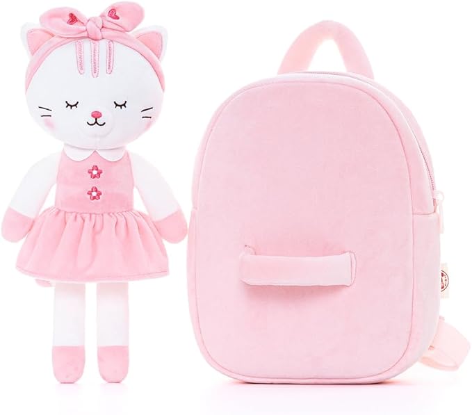 Lazada Cat Toddler Backpack Kitty Kids Backpacks for Girls with Detachable White Cat Toy 9" Age 2+