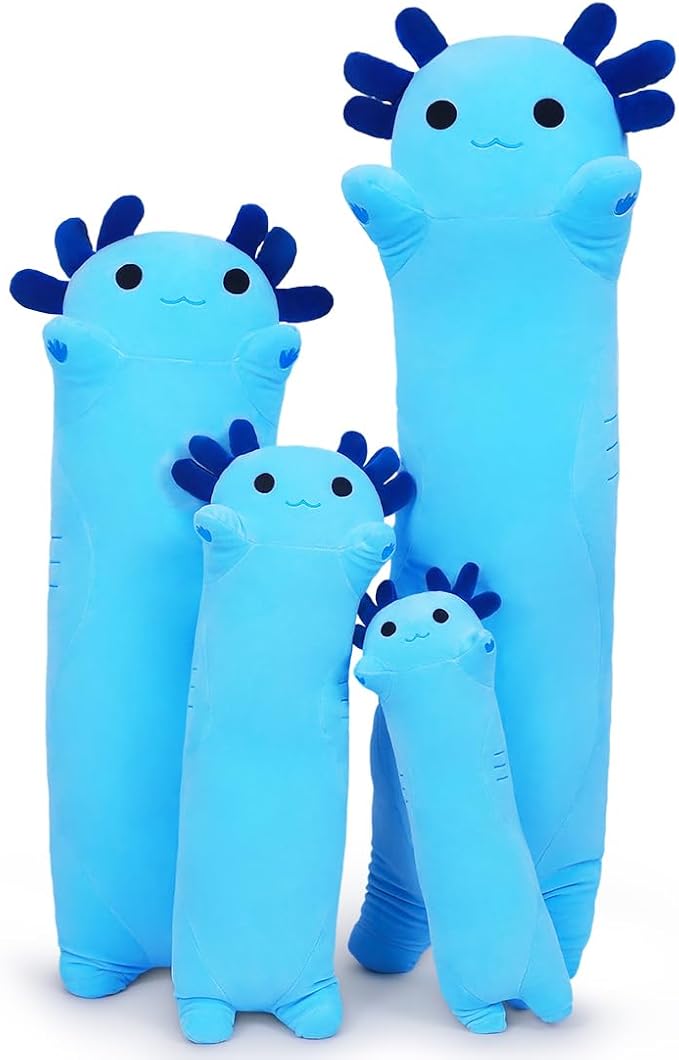 Axolotl Plush, 35.4” Long Axolotl Body Pillow for Kids, Cute Axolotl Stuffed Animals for Girls, Soft Plushies Toy Gifts for Birthday Blue