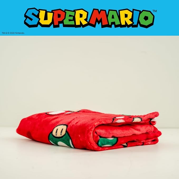 Franco Nintendo Super Mario Gaming Toad Kids Bedding Super Soft Plush Throw Blanket, 46 in x 60 in, (Officially Licensed Product)