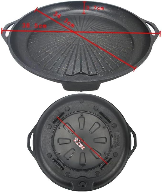 Korean BBQ Grill Pan with Maifan Stone Coated Surface, Non-Stick Smokeless Barbecue Plate for Indoor Outdoor Stovetop, Portable Double-Layered Thickened Grill Pan with Tilt Design & Oil Drain Control