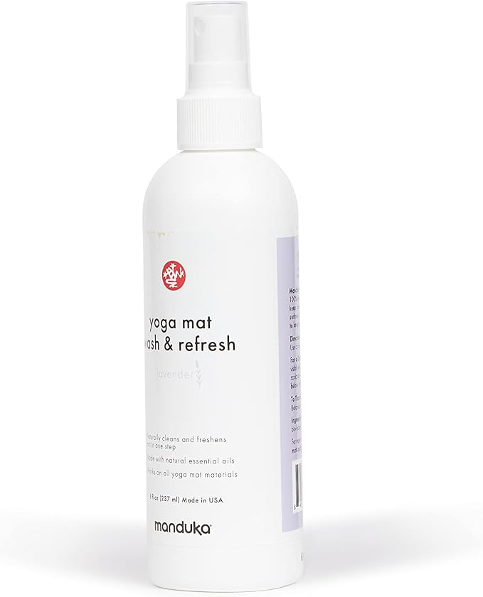 Manduka Yoga Natural Mat Wash and Refresh - 100% Natural, Essential Oils, Non Irritating, Pet Friendly, Fresh Scent, Lavender, 8oz (227ml)