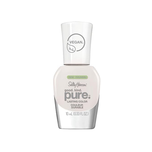 Sally Hansen Good. Kind. Pure. Nail Polish | Plant-Based, Vegan, 16-Free Formula | Opaque, Shiny | 110 White Tea | Creamy White Nail Color