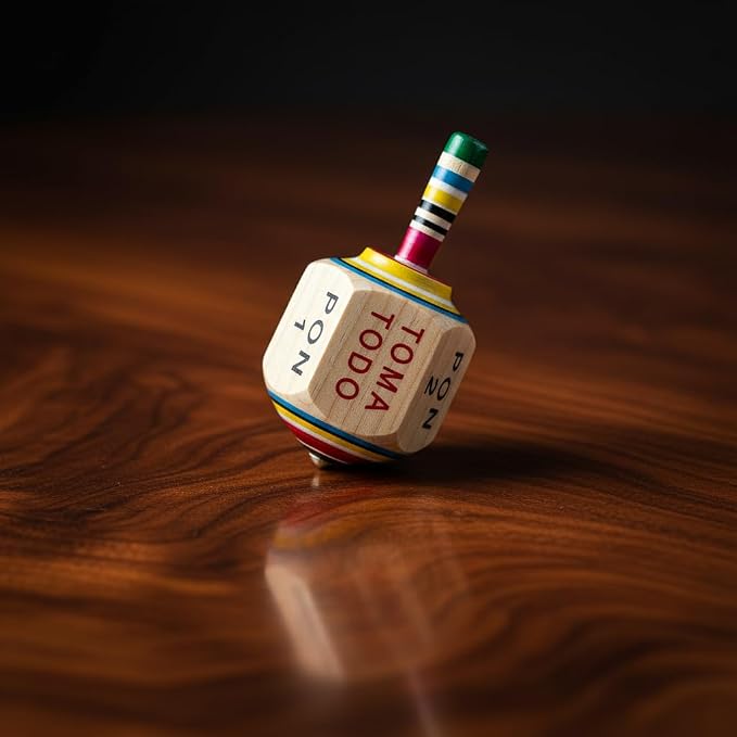 Toma Todo Pirinola – Mexican Spinning Top Drinking Game – Wooden Pirinola for Parties, Cinco de Mayo, Adult Game Night (Small)