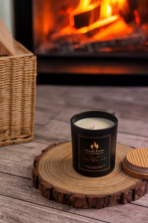 Cedar Musk & Lavender Luxurious Scented Jar Candle | 13 oz - 3.8-Inch height | 100% Natural Soy Wax | Aromatherapy | 35-40 Hours Burn Time | Non-toxic | Essential Oils Candle | Black Jar | Handcrafted