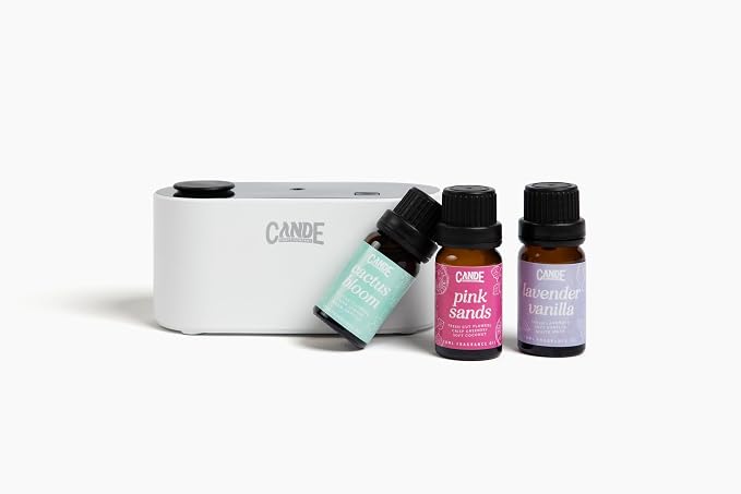 CE CRAFT Waterless Travel Diffuser Gift Set - Rechargeable Diffuser for Aromatherapy - Includes 3 Fragrance Oils - Fragrance Dispenser for Office and Home - Clean, White