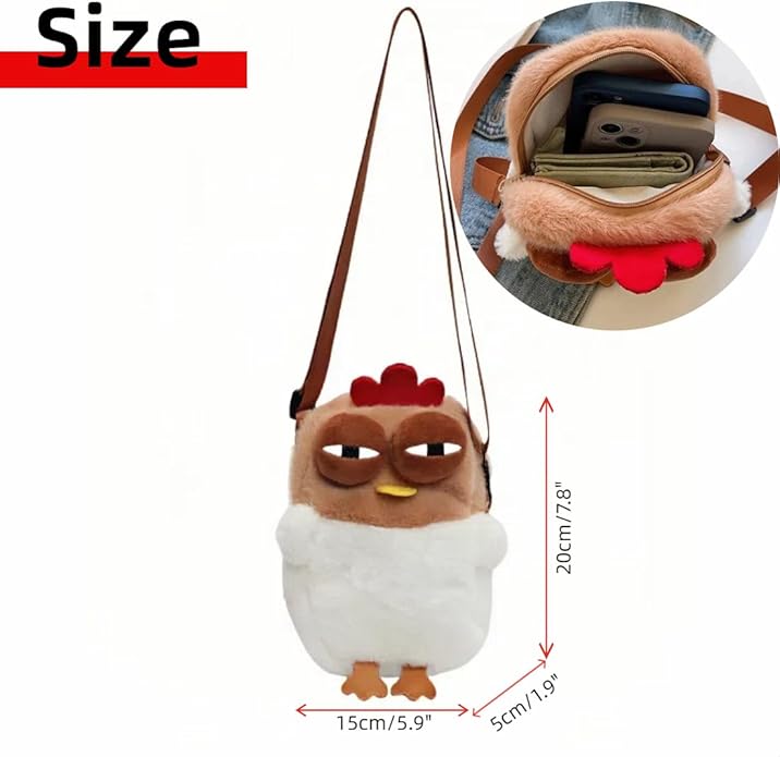 Cute Chick Mini Novelty Kids Kawaii Plush Anime Crossbody Bag for Little Girls - Fluffy Purse