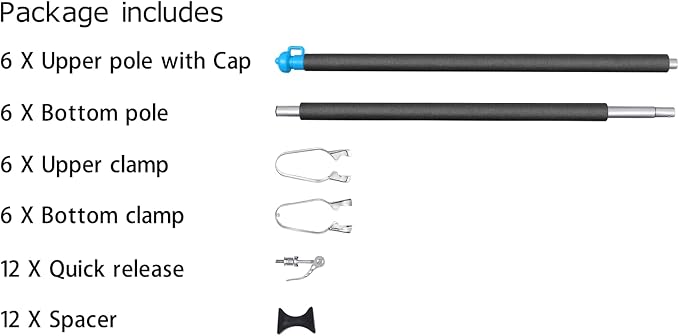 Zoomster Universal Trampoline Replacement Enclosure Poles with Clamp and Hardware