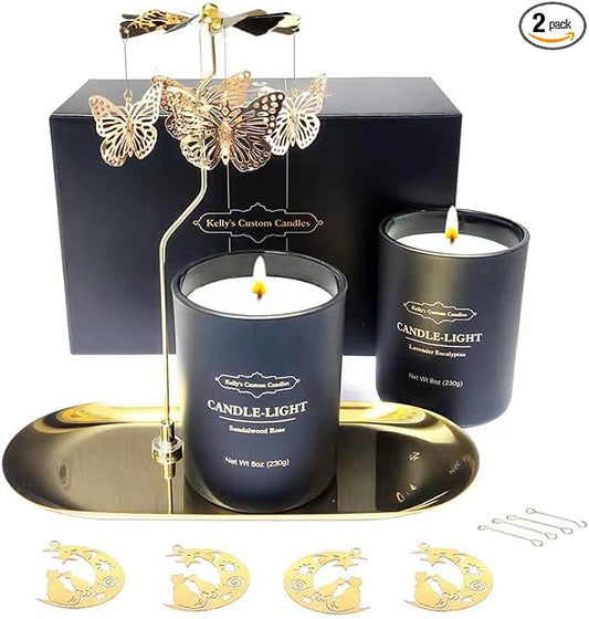 Kelly's Custom Candles Birthday Candle Gifts for Women,Mom,Rotatable Scented Candle(Cat+Butterfly) for Sister and Mom,Unique Gifts for Birthday,Anniversary,Christmas and Thanksgiving.