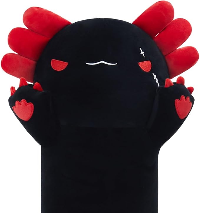 Axolotl Plush, 27.6” Long Axolotl Body Pillow for Kids, Cute Axolotl Stuffed Animals for Girls, Soft Plushies Toy Gifts for Birthday Black