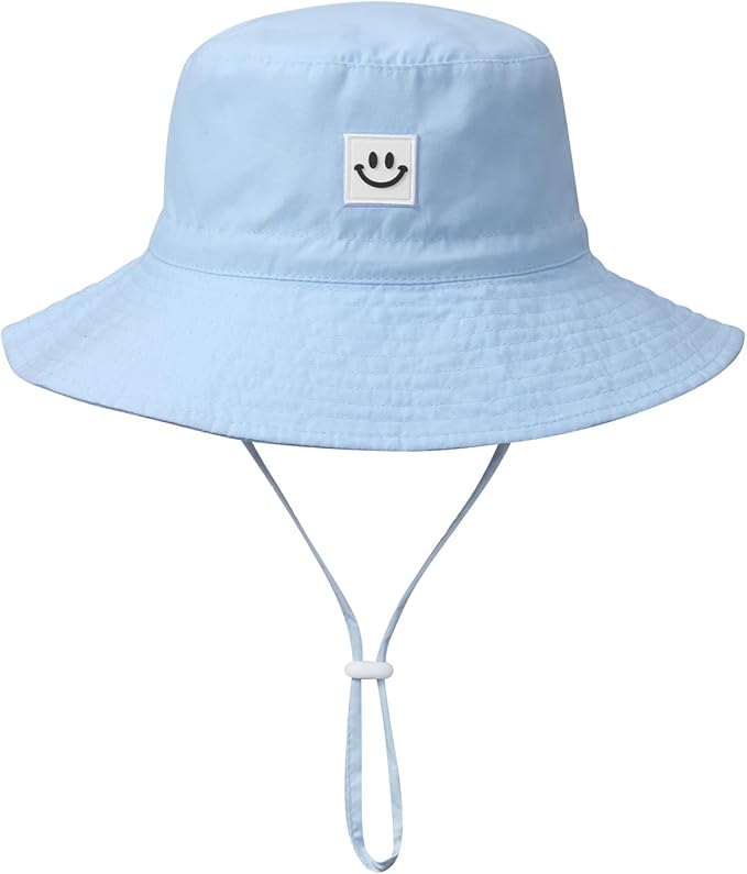 MaxNova Baby Sun Hat Smile Face UPF 50+ Toddler Bucket Hat for Boys Girls 0-7 Years