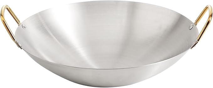 Korean Ramen Noodle Pot with Handles, Golden Pot Frying Pan Ramyun Pot Ramen Noodles Pan Soup Pan Seafood Making Seafood Pot Cooking Utensil Stainless Pot Golden Ramen Pot,Silver,12.6in