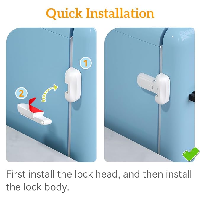 SAFELON 2 Pcs Baby Safety Fridge Lock, Child Proof Refrigerator Freezer Door Lock, Protect Refrigerators with Damaged Sealing Strips (White)
