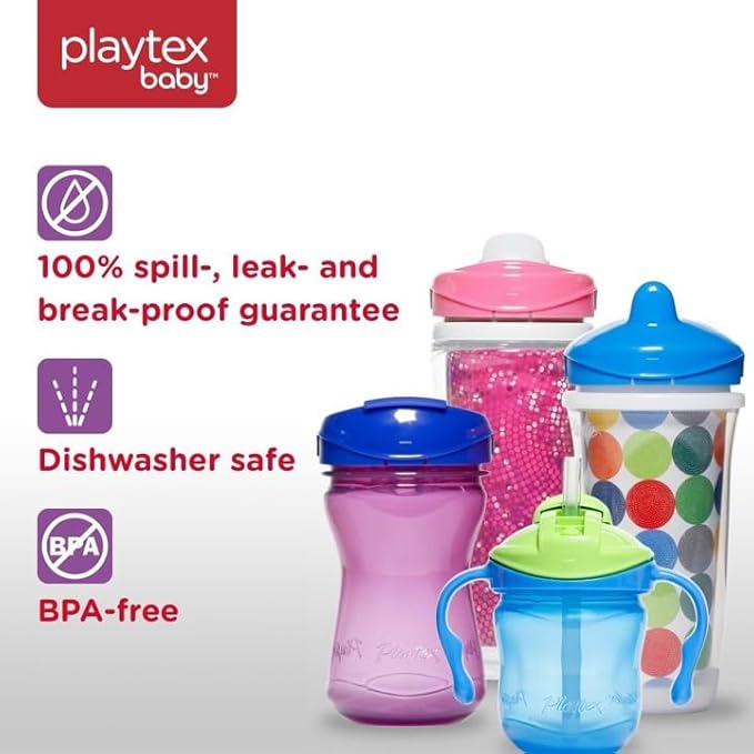 Playtex Baby Sipsters Sport Spout PAW Patrol Sippy Cup for 24+ Months, 12 Ounce, Pink Skye Design, Insulated Toddler Water Bottle for Kids, Spill-Proof Cups for Toddlers 1-3, Stage 4